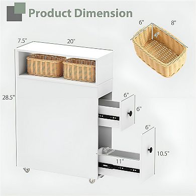 Freestanding Toilet Storage Cabinet with Tabletop, Open Shelf, and Back Compartment