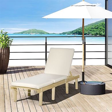 Outdoor Pine Wood Recliner with Adjustable Backrest for Patio or Deck