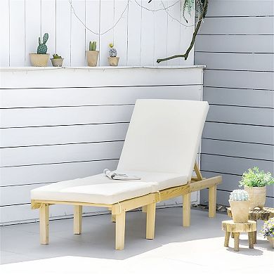 Outdoor Pine Wood Recliner with Adjustable Backrest for Patio or Deck
