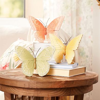 3PC Butterfly Figurine Tabletop Decor with Detailed Wing Patterns for Mantel, Console