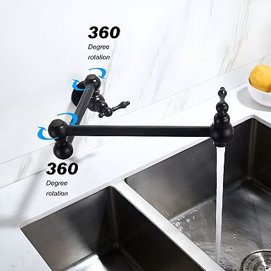 Wall Mount Pot Filler Faucet Dual Handle Kitchen Faucet