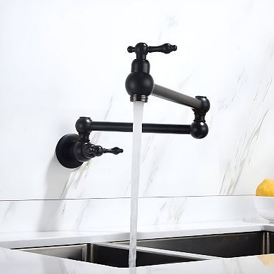 Wall Mount Pot Filler Faucet Dual Handle Kitchen Faucet
