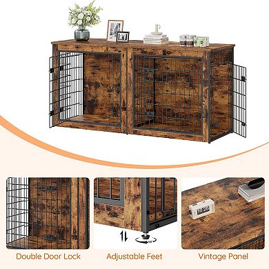 Multi-Functional Dog Crate Furniture with Spacious Interior, Adjustable Feet, Modern Home Design