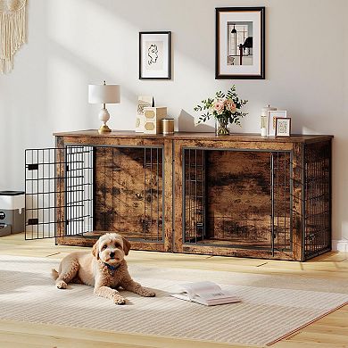 Multi-Functional Dog Crate Furniture with Spacious Interior, Adjustable Feet, Modern Home Design