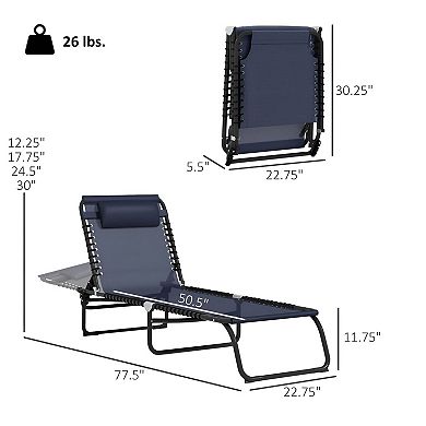 Folding Outdoor Lounge Chairs Set of 2 Reclining Patio Beach Chairs
