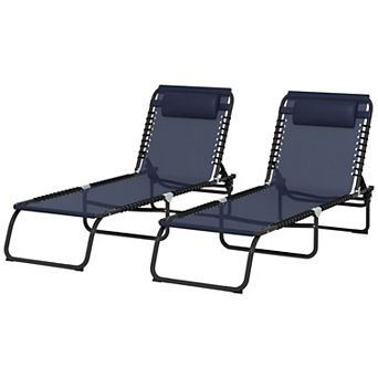 Folding Outdoor Lounge Chairs Set of 2 Reclining Patio Beach Chairs