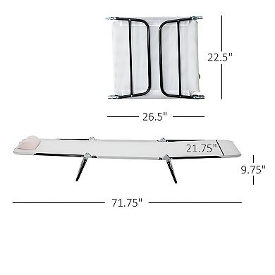 Folding Outdoor Sun Lounger Reclining Pool Beach Chair with Headrest