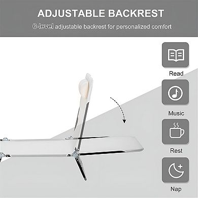 Folding Outdoor Sun Lounger Reclining Pool Beach Chair with Headrest