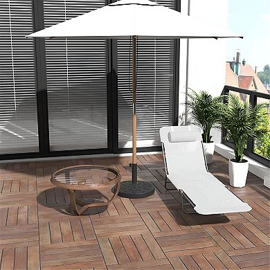 Folding Outdoor Sun Lounger Reclining Pool Beach Chair with Headrest
