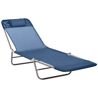 Folding Outdoor Sun Lounger Reclining Pool Beach Chair with Headrest