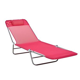 Folding Outdoor Sun Lounger Reclining Pool Beach Chair with Headrest
