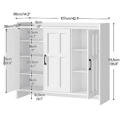 Shoe Storage Cabinet 3 Door Wooden Organizer with Adjustable Shelves Anti Tip Design
