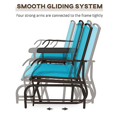 Outdoor Rocking Glider Bench 2 Seat with Table Mesh Fabric Patio Seating