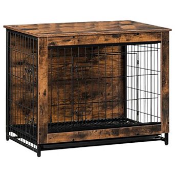 Dual-Access Dog Crate with Modern Rustic Design for Living Room or Bedroom