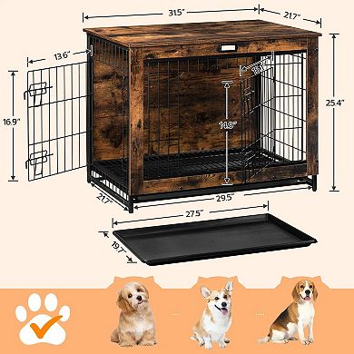 Dual-Access Dog Crate with Modern Rustic Design for Living Room or Bedroom