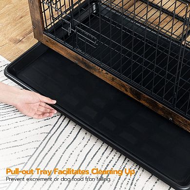 Dual-Access Dog Crate with Modern Rustic Design for Living Room or Bedroom