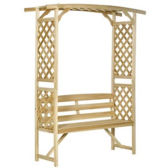 Arbor Arch Garden Bench with Trellises and Pergola for Climbing Vines and Outdoor Seating