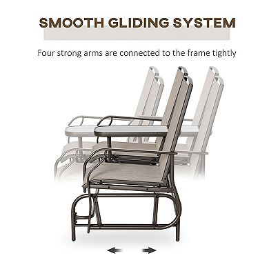 Outdoor Glider Bench 2 Seat with Center Table Sling Steel Frame