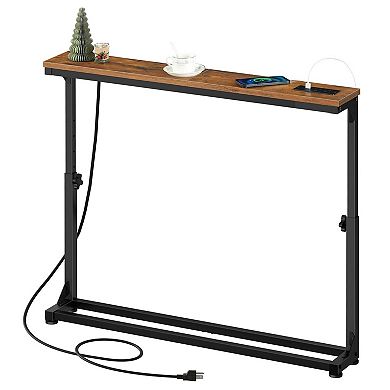 Multi-Use Adjustable Table with USB, Type-C, and AC Outlets for Living Rooms