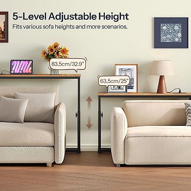 Multi-Use Adjustable Table with USB, Type-C, and AC Outlets for Living Rooms