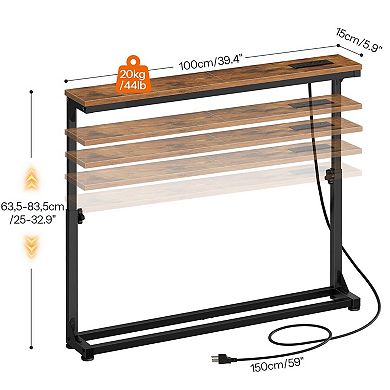 Multi-Use Adjustable Table with USB, Type-C, and AC Outlets for Living Rooms