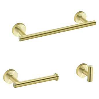 Modern Stainless Steel Bathroom Hardware Set with Hooks for Towels and Robes