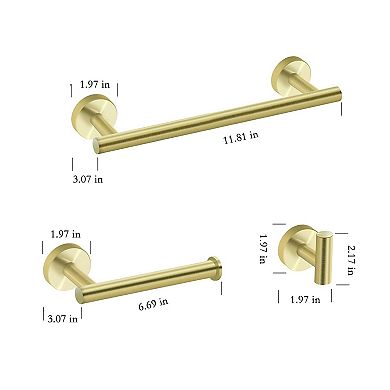 Modern Stainless Steel Bathroom Hardware Set with Hooks for Towels and Robes