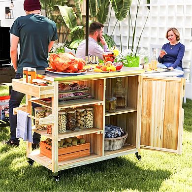 Multi-Use Outdoor Cart with Stainless Top for Grill Pizza Oven or Prep