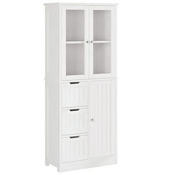 Storage Cabinet with Doors and Drawers, Tall Freestanding Organizer with Shelves