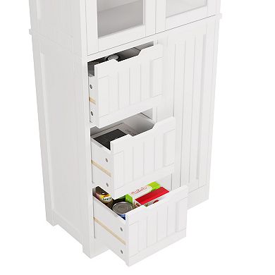 Storage Cabinet with Doors and Drawers, Tall Freestanding Organizer with Shelves