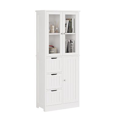Storage Cabinet with Doors and Drawers, Tall Freestanding Organizer with Shelves