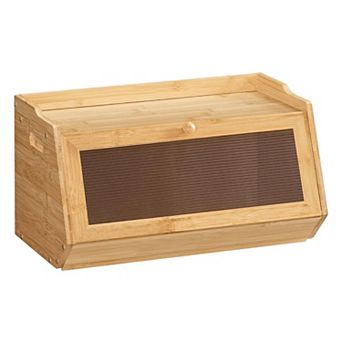 Bread Box with Pull-Down Acrylic Door and Flat Top Storage for Kitchen