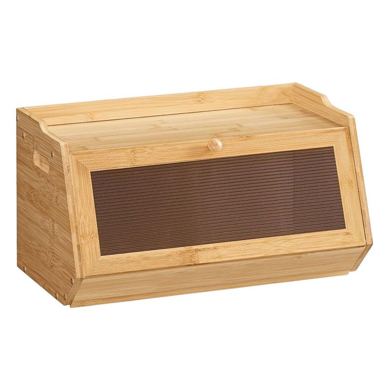 Bread Box with Pull-Down Acrylic Door and Flat Top Storage for Kitchen