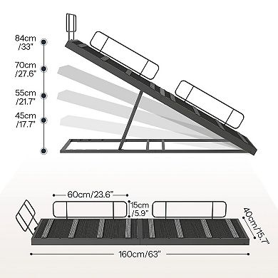 Dog Ramp with Adjustable Heights, Raised Steps, and Safety Barrier