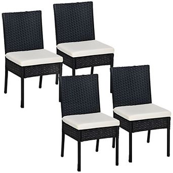 Outdoor Wicker Dining Chairs Set of 4 with Cushions Rattan Patio Chairs