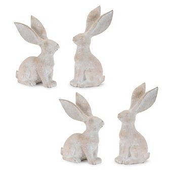 Set of 4 Rabbit Figurine Tabletop Decor with Long Ear Design for Indoor Display, Mantel, Console