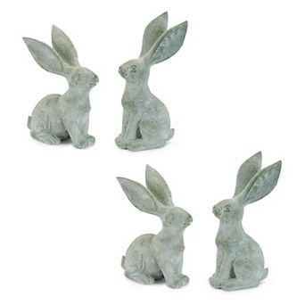 Set of 4 Rabbit Figurine Tabletop Decor with Long Ear Design for Indoor Display, Mantel, Console