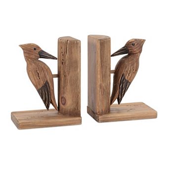 Set of 2 Woodpecker Bookends for Shelf and Desk Book Organization for Home Office and Living Room