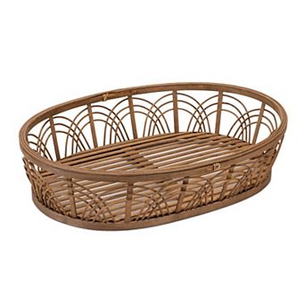 Wood Serving Tray with Handles Rectangular Display Tray for Coffee Table Decor and Organization