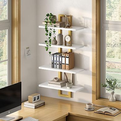 Double Layer Floating Wall Shelf Wall Mounted 2 Tier Storage for Bedroom Living Room Set of 2