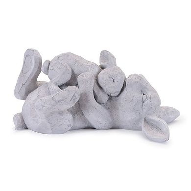 Set of 2 Resin Rabbit Figurines Mother Baby Tabletop Shelf Mantel Decor