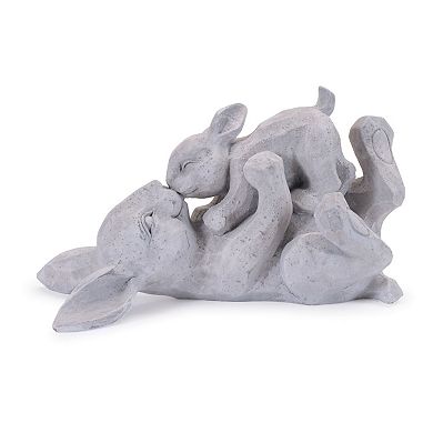 Set of 2 Resin Rabbit Figurines Mother Baby Tabletop Shelf Mantel Decor