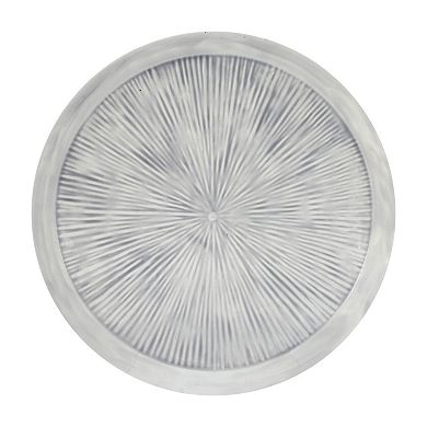 Distressed Round Metal Tray Glossy Glazed Starburst Design Decorative Tabletop Tray