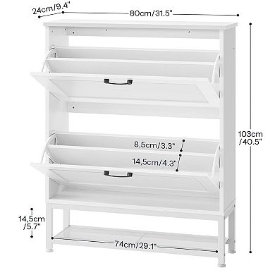 2 Compartment Shoe Storage Cabinet Tilt Out Organizer for Entryway Small Spaces