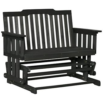 2-Seat Outdoor Wood Glider Bench with Backrest for Patio Porch Garden