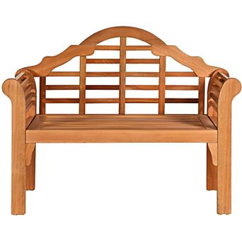 Outdoor Eucalyptus Bench with Backrest and Armrests