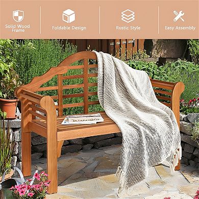 Outdoor Eucalyptus Bench with Backrest and Armrests