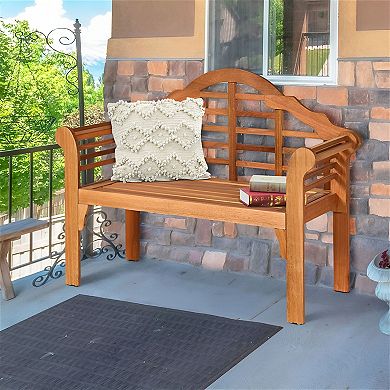 Outdoor Eucalyptus Bench with Backrest and Armrests