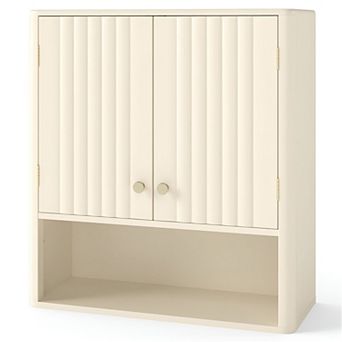 Over Toilet Bathroom Cabinet Wall Mounted with Doors Open Shelf Adjustable Shelf
