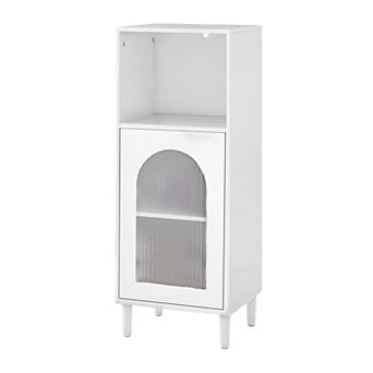 Bathroom Storage Cabinet with Tempered Glass Door and Adjustable Shelf